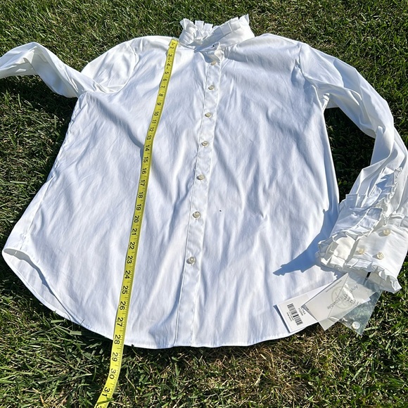 NWT Carlisle Althea WHITE Stretch cotton Ruffle Blouse - Picture 10 of 16